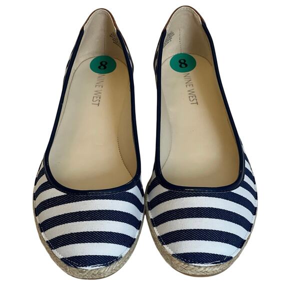 NIB Nine West Flat Espadrilles / Navy & White Striped - 8 - Picture 2 of 10